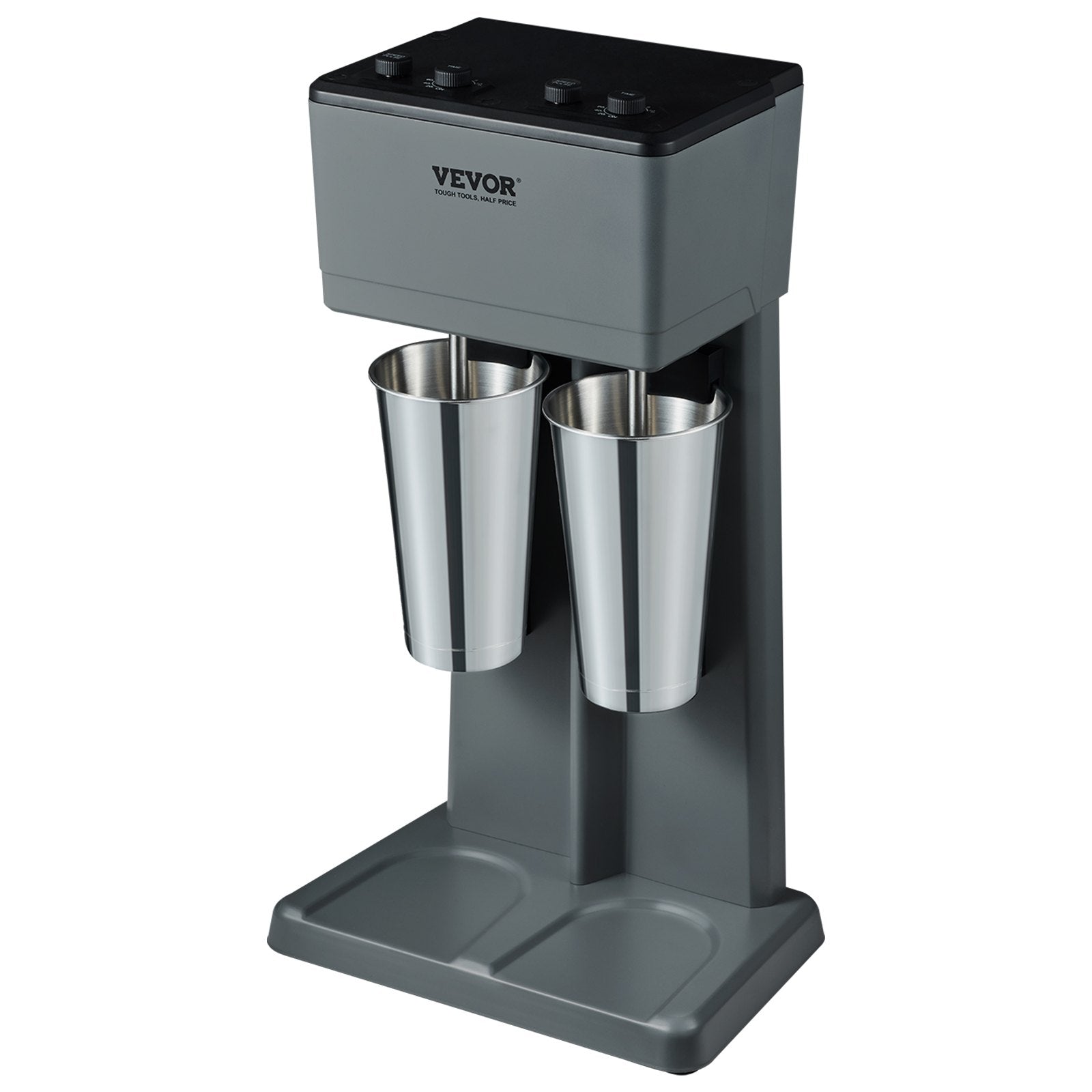 VEVOR Milkshake Maker, 375W X 2 Electric Milkshake Machine, Double Heads Drink Mixer Blender Machine, 3-Speed Milkshake Mixer With 2 X 820 Ml Stainless Steel Cups, For Commercial And Home